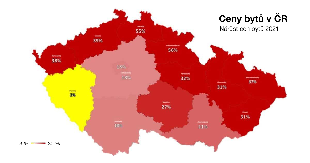 ceny bytů v ČR mapa